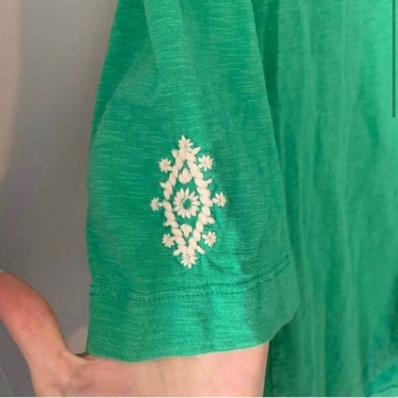 Soft Surroundings Green Embroidered Peasant Blouse Boho Chic, 100% Cotton Small - Picture 2 of 6
